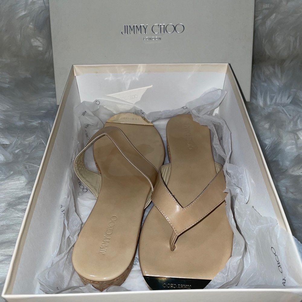 Women’s Jimmy Choo Nude Patent Leather Sandal